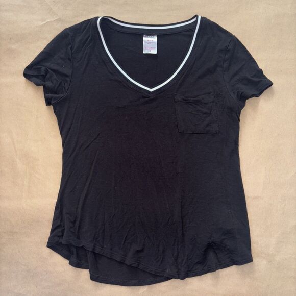 Women’s Black Tee Shirt Size Medium With White Trim - Picture 1 of 7